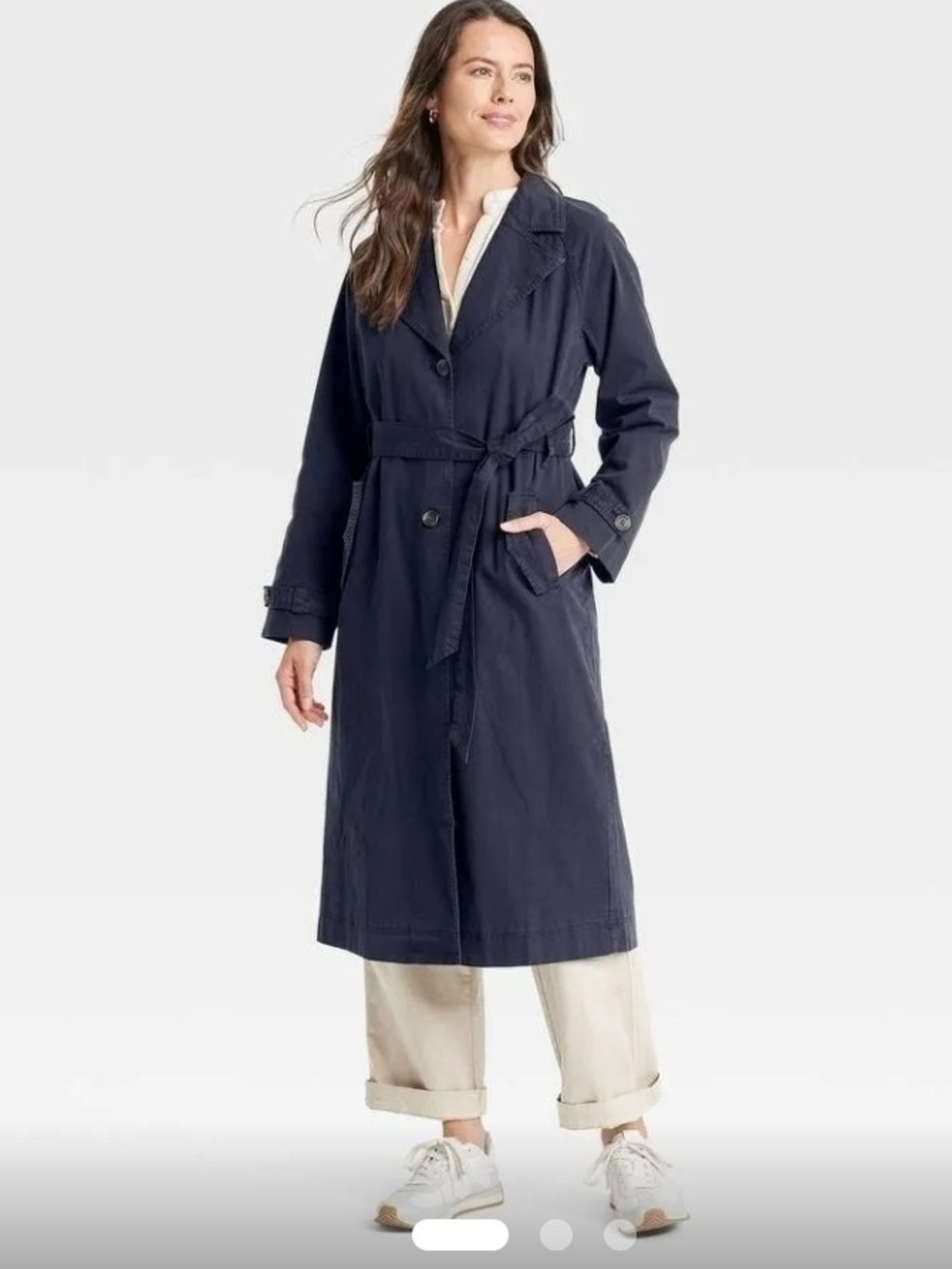 Universal Thread Navy Belted Trench Coat for Women